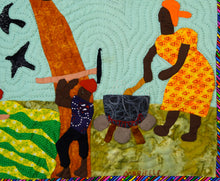 Load image into Gallery viewer, The Peasants in Trouble - Peyizan yo nan pwoblem - folk art quilt