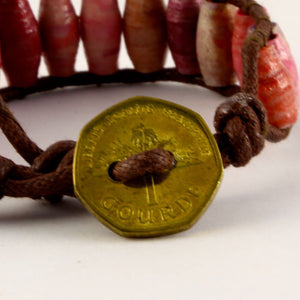 Unisex Ladder Bracelet with Haitian Coin Clasp
