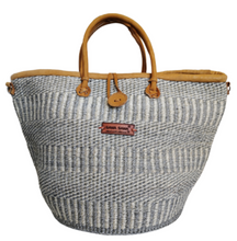 Load image into Gallery viewer, Ash Wisdom Striped Handwoven Sisal Straw Basket Tote
