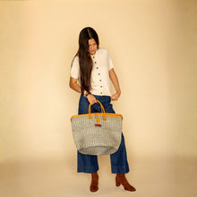 Load image into Gallery viewer, Ash Wisdom Striped Handwoven Sisal Straw Basket Tote

