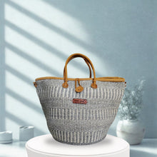 Load image into Gallery viewer, Ash Wisdom Striped Handwoven Sisal Straw Basket Tote
