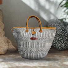 Load image into Gallery viewer, Ash Wisdom Striped Handwoven Sisal Straw Basket Tote
