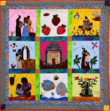 Load image into Gallery viewer, Abraham, Hagar, Ishmael - Abraham, Aga, Ismael - folk art quilt
