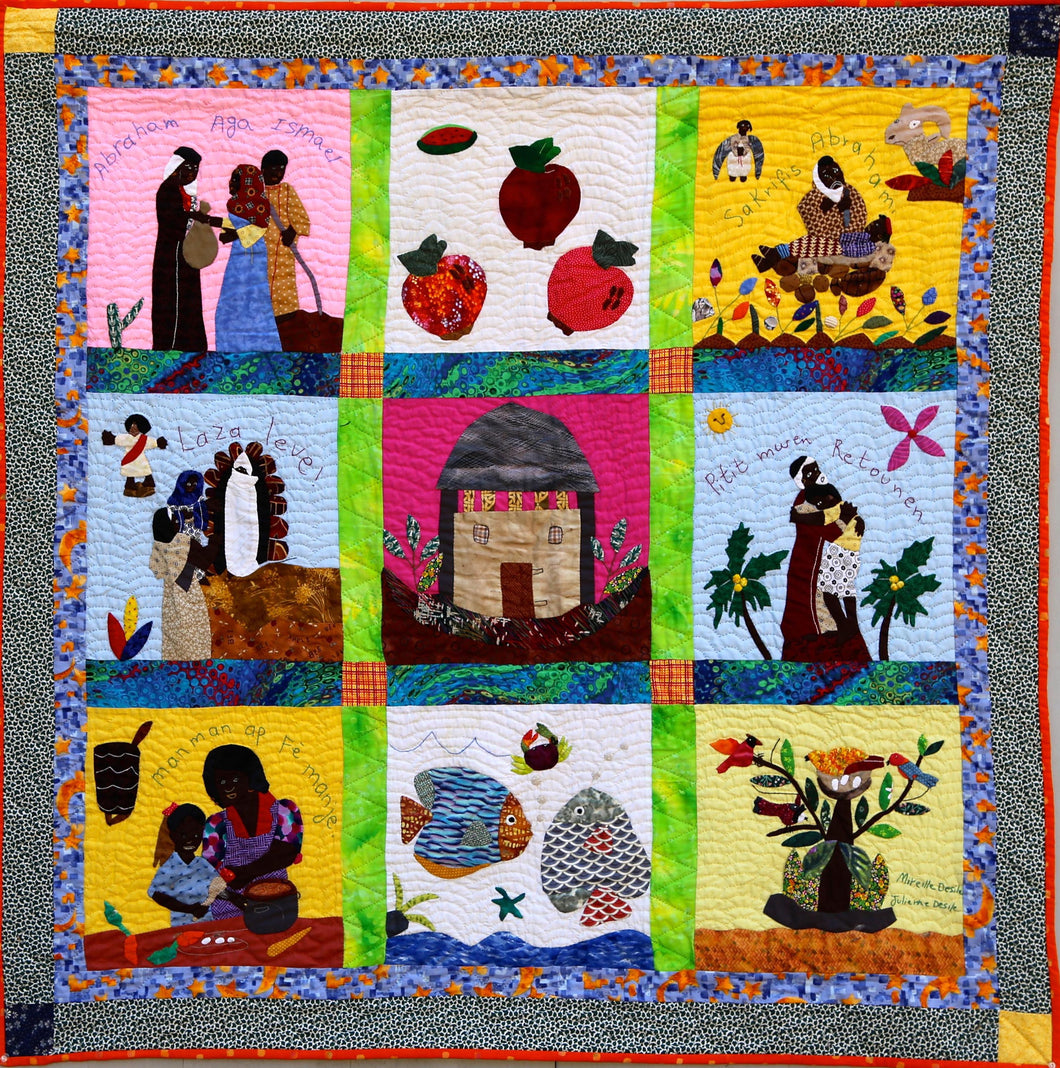 Abraham, Hagar, Ishmael - Abraham, Aga, Ismael - folk art quilt