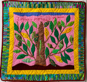If the Lizard Doesn't Have a Tree, He Cannot Climb Up - folk art quilt
