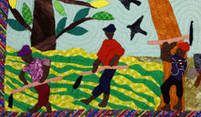 Load image into Gallery viewer, The Peasants in Trouble - Peyizan yo nan pwoblem - folk art quilt
