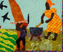 Load image into Gallery viewer, The Peasants in Trouble - Peyizan yo nan pwoblem - folk art quilt
