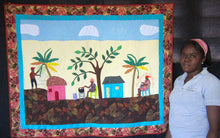 Load image into Gallery viewer, Joanise Prepares To Roast - folk art quilt
